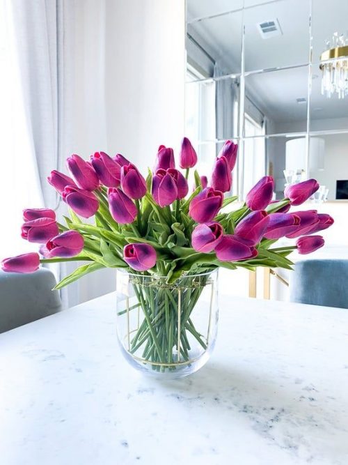 decorar con plantas tulipanes